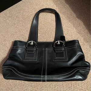 Black leather Coach handbag